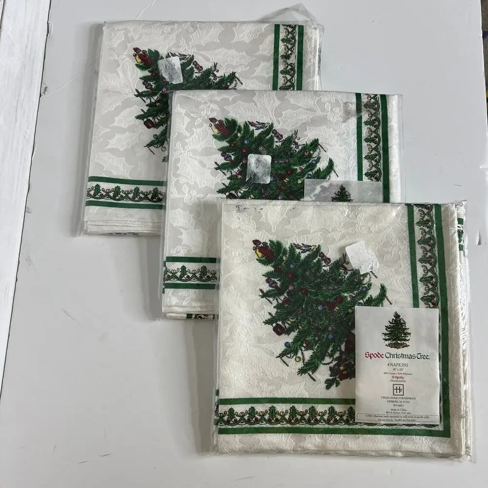 Spode Christmas Tree Tablecloth Placemats Napkins Set Holiday Table Linens Decor